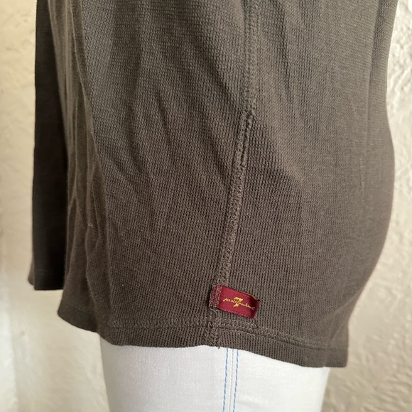 7 for all mankind Army Green Henley Long Sleeve Shirt Men’s Small - Picture 4 of 8